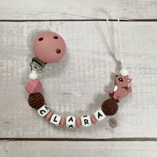 Load image into Gallery viewer, Schnullerkette mit Namen Silikon Mädchen Reh