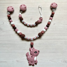 Lade das Bild in den Galerie-Viewer, Schnullerkette Set Kinderwagenkette Reh Silikon