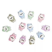 Load image into Gallery viewer, Schnullerkette mit Namen Silikon dunkelblau hellgrau Elefant