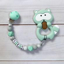 Lade das Bild in den Galerie-Viewer, Beißkette mit Namen Silikon Junge mintgrün