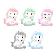 Load image into Gallery viewer, Schnullerkette+Beißring Set mit Namen Holz Silikon rosa Elefant