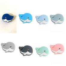 Lade das Bild in den Galerie-Viewer, Schnullerkette mit Namen Junge Silikon grau blau