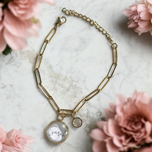 Lade das Bild in den Galerie-Viewer, Armband mit Namen Armkette personalisiert gold Edelstahl mit Geburtsstein
