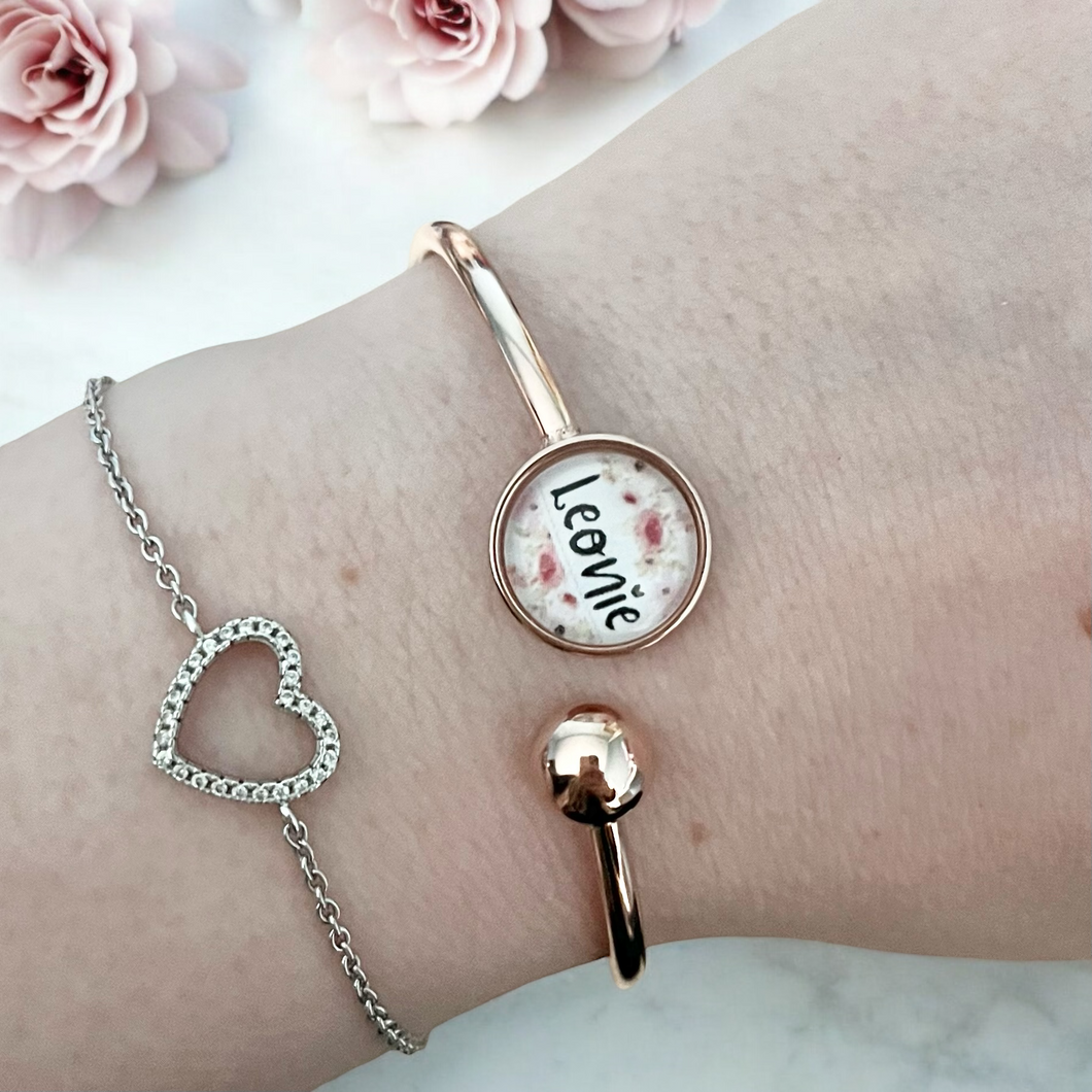Armreif mit Namen roségold, gold oder silber Edelstahl verstellbar