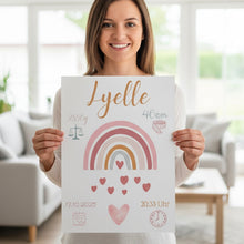 Charger l'image dans la galerie, Bild für Kinderzimmer Geburtsposter Regenbogen Mädchen
