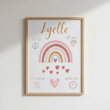 Charger l'image dans la galerie, Bild für Kinderzimmer Geburtsposter Regenbogen Mädchen
