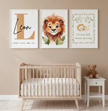 Load image into Gallery viewer, Poster Set für Kinderzimmer Wanddeko Löwe Deko Baby personalisiert Geschenk zur Geburt
