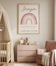 Load image into Gallery viewer, Kinderzimmer Bild Geburtsbild Poster Regenbogen Mädchen Babyzimmer Dekoration
