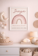 Load image into Gallery viewer, Kinderzimmer Bild Geburtsbild Poster Regenbogen Mädchen Babyzimmer Dekoration
