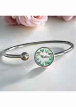 Carica l&#39;immagine nel visualizzatore di Gallery, Armreif Armband mit Namen personalisiert silber Edelstahl Herzen mint
