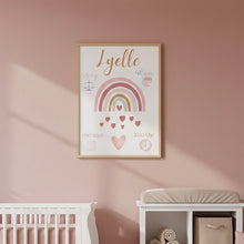 Charger l'image dans la galerie, Bild für Kinderzimmer Geburtsposter Regenbogen Mädchen
