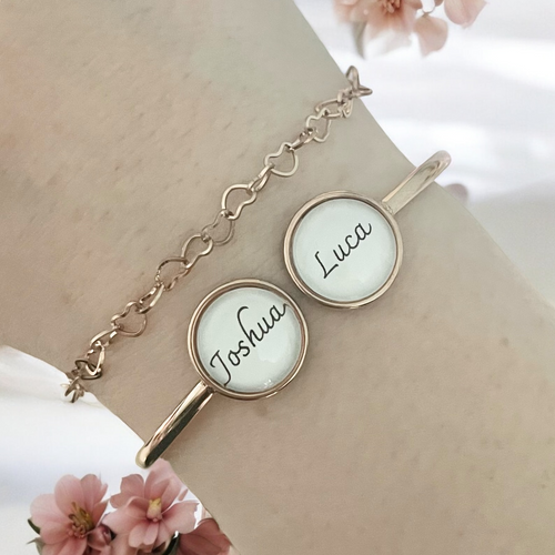 Armreif Armband mit 2 Namen personalisiert roségold Edelstahl