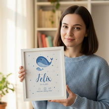 Load image into Gallery viewer, Poster Set für Kinderzimmer Bilder Wanddeko Deko Baby personalisiert Geschenk zur Geburt Junge blau
