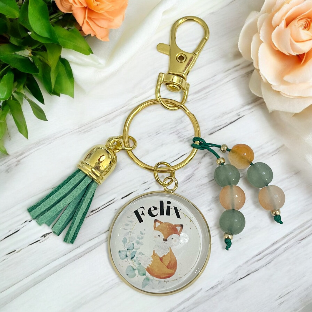 Schlüsselanhänger Taschenanhänger mit Namen personalisiert Fuchs