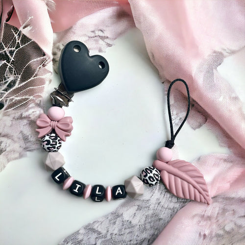 Personalisierte Schnullerkette aus Silikon für Mädchen 