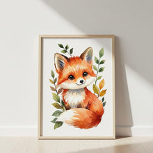 Load image into Gallery viewer, Bilder Set für Kinderzimmer  Wanddeko Dekoration Baby personalisiert Geschenk zur Geburt Junge Fuchs
