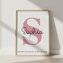 Load image into Gallery viewer, Kinderzimmer Bilder 3 Poster Set Wanddeko Babyzimmer Dekoration Mädchen rosa Katze Herzen
