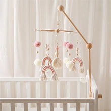 Load image into Gallery viewer, Baby Mobile Regenbogen Holz rosa beige
