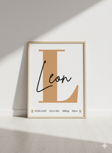 Load image into Gallery viewer, Poster Set für Kinderzimmer Wanddeko Löwe Deko Baby personalisiert Geschenk zur Geburt
