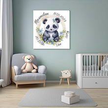 Load image into Gallery viewer, Personalisiertes Kinderzimmer Bild mit Namen Baby Panda
