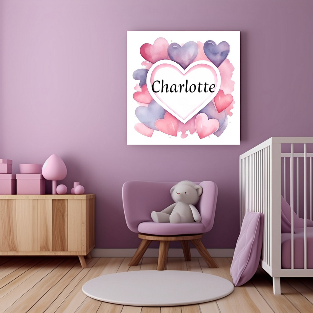 Personalisiertes Kinderzimmer Deko Bild mit Namen Baby rosa Mädchen