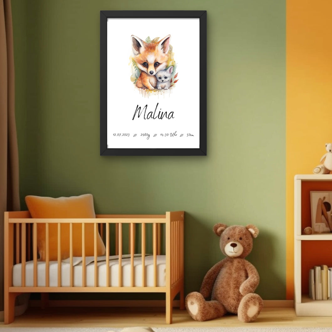 Poster mit Geburtsdaten Baby Kinderzimmer Bild