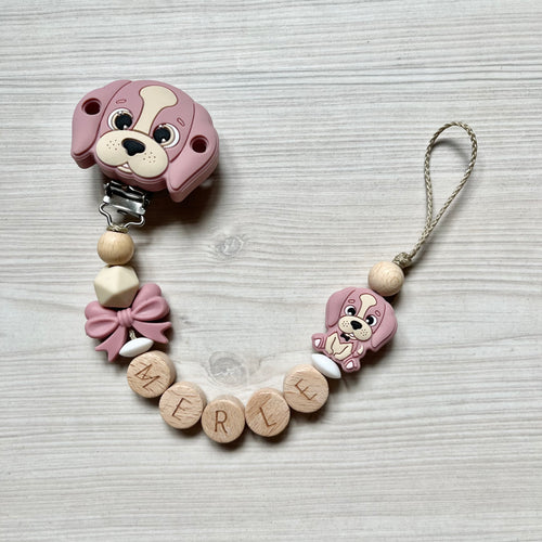 Schnullerkette mit Namen Mädchen Hund