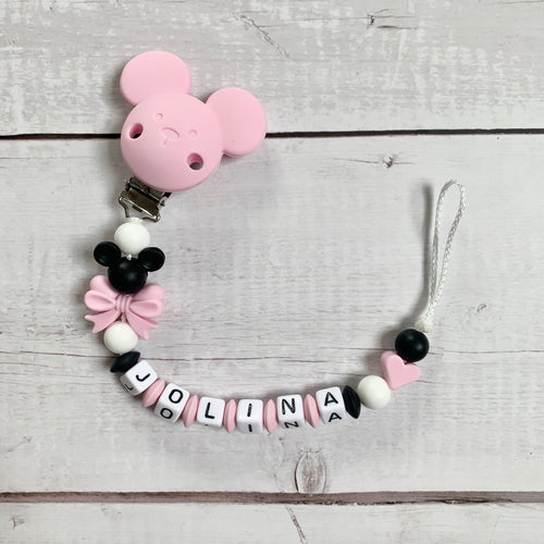 Schnullerkette mit Namen Silikon Mädchen Baby Geschenk mit Namen